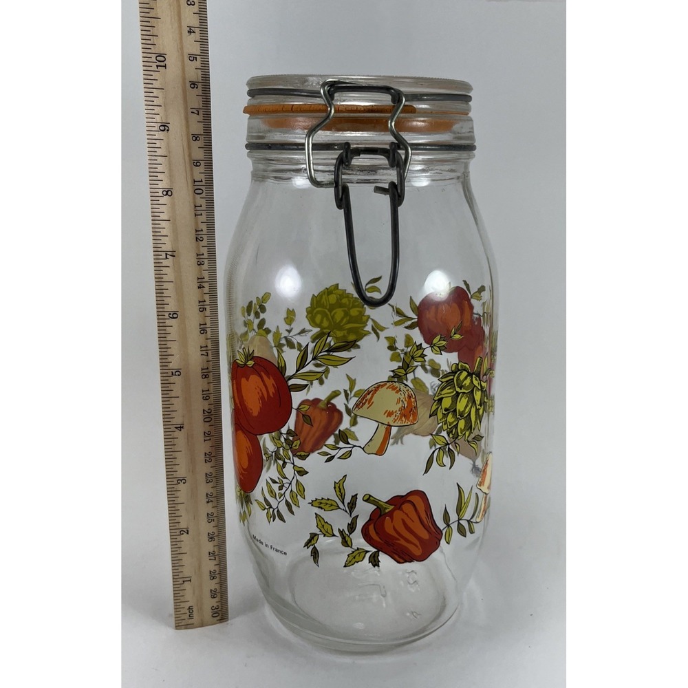 Vintage ARC SPICE of LIFE 2L Glass Jar Canister France Mushroom Cottagecore Boho - Picture 15 of 16